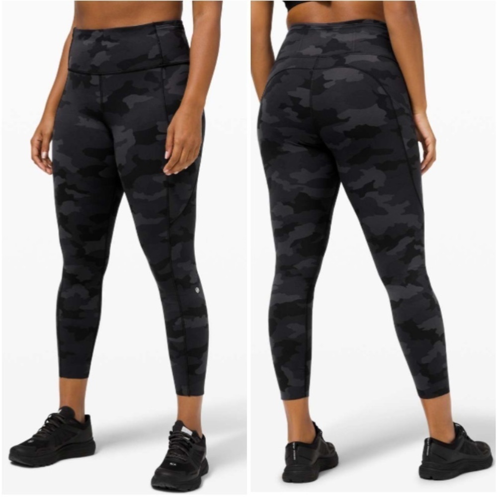 Lululemon Fast and Free Tight II 25" Heritage 365 Camo Deep Coal Multi Size 2